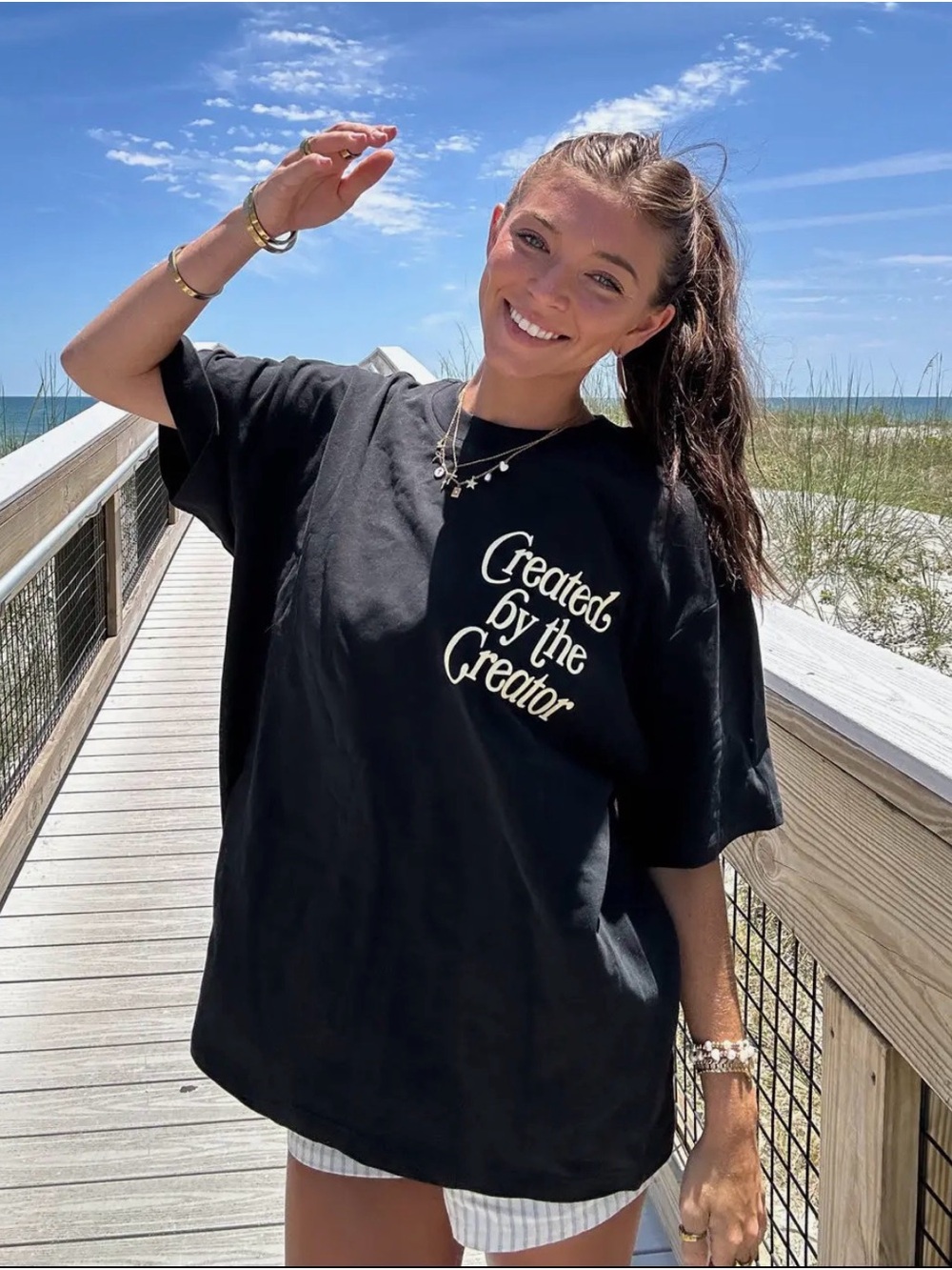 Elevated Faith Created by the Creator Women's Graphic Tee - Black